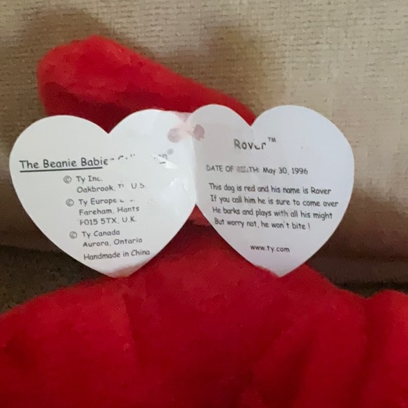 🌸3 for $18🌸 TY Beanie Baby, Rover Red Dog, 1996. ADORABLE - Picture 8 of 9